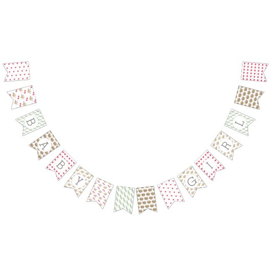 Bannière À Fanions Baby shower illustré de la petite fille (Tout)