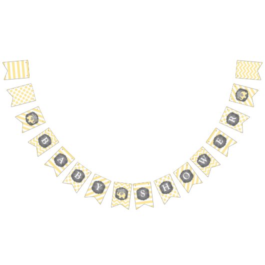 Bannière À Fanions Baby shower jaune d'éléphant (Tout)