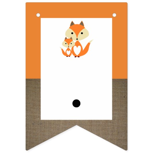 Bannière À Fanions Baby shower Orange Fox Burlap (Premier drapeau)