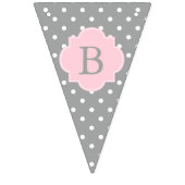 Bannière À Fanions Baby shower Pointe rose gris, blanc et pastel (Troisième drapeau)