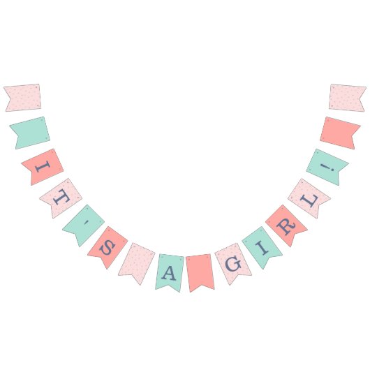 Bannière À Fanions Baby shower rose et marine (Tout)