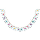 Bannière À Fanions Balade Anniversaire Bubbles Rose Turquoise Violet  (Tout)