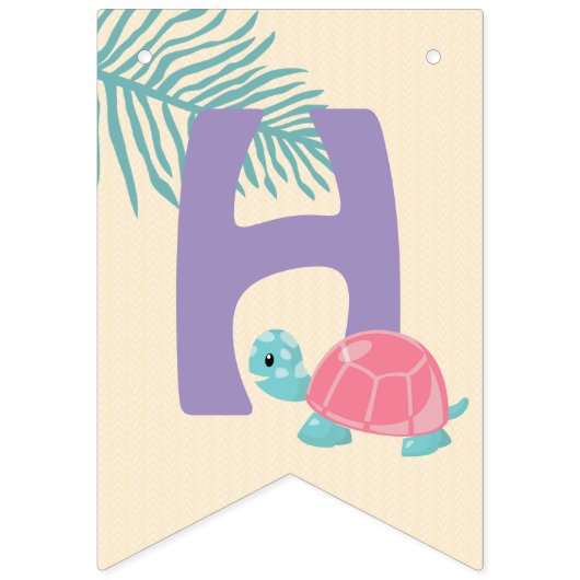 Bannière À Fanions Balances et queues Reptile fille Anniversaire (Deuxième drapeau)