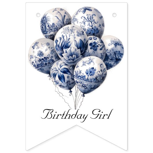 Bannière À Fanions Ballons bleus Delft, personnalisable (Deuxième drapeau)