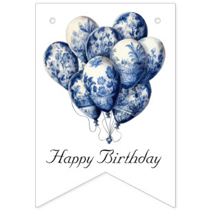 Bannière À Fanions Ballons bleus Delft, personnalisable