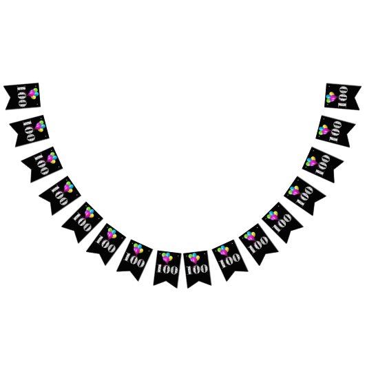 Bannière À Fanions Ballons de fête du 100e anniversaire (Tout)