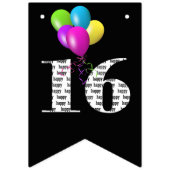 Bannière À Fanions Ballons de fête du 16e anniversaire (Deuxième drapeau)
