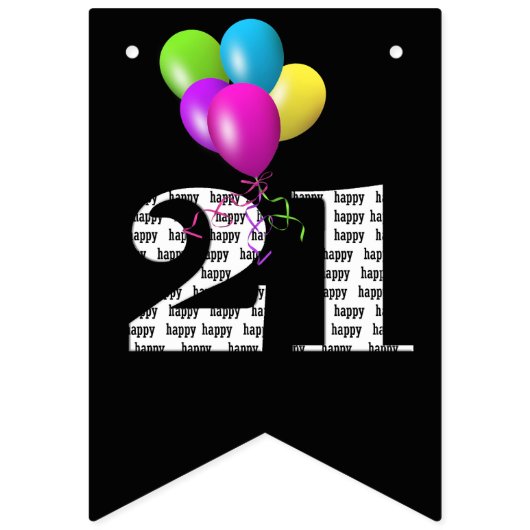 Bannière À Fanions Ballons de fête du 21e anniversaire (Deuxième drapeau)