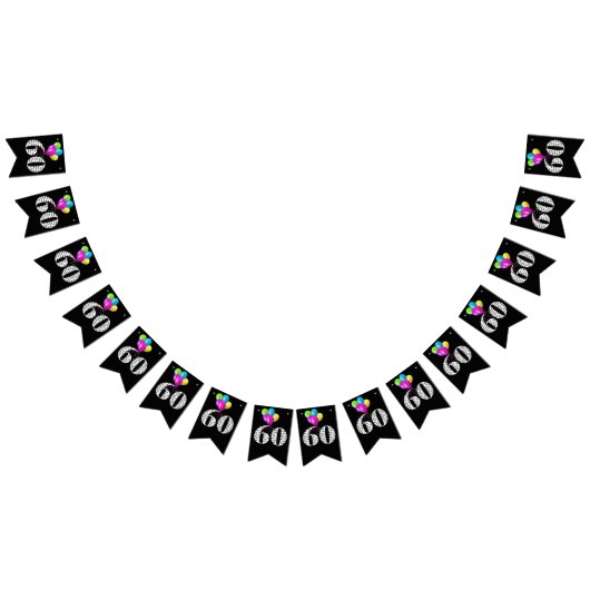 Bannière À Fanions Ballons de fête du 60e anniversaire (Tout)