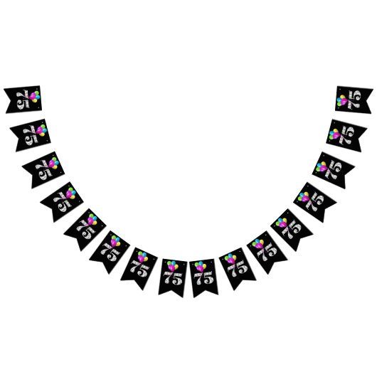 Bannière À Fanions Ballons de fête du 75e anniversaire (Tout)