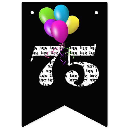Bannière À Fanions Ballons de fête du 75e anniversaire (Deuxième drapeau)
