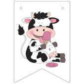 Bannière À Fanions Bande dessinée mignonne de vache à bébé avec son (Troisième drapeau)