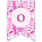 Bannière À Fanions Barbiecore Motif de mode rose et rose chaud (Troisième drapeau)