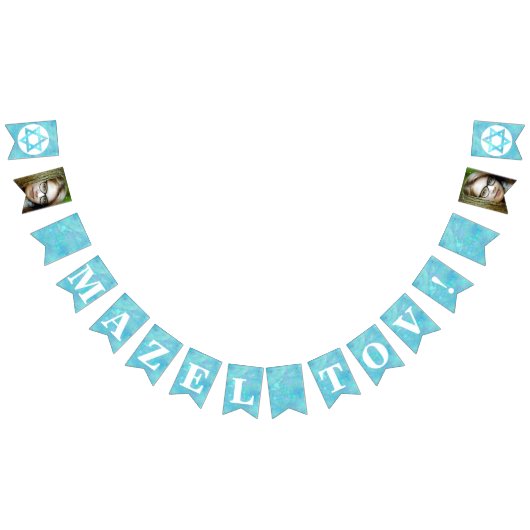 Bannière À Fanions Bat mitzvah Bleu Opal Mazel Tov Photo en option (Tout)