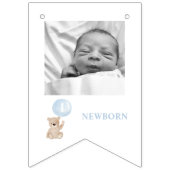 Bannière À Fanions Béary 1er Anniversaire Bleu 12 mois Jalon Photo (Deuxième drapeau)