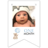 Bannière À Fanions Béary 1er Anniversaire Bleu 12 mois Jalon Photo (Troisième drapeau)