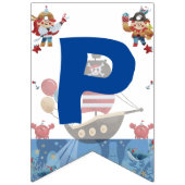 Bannière À Fanions Beau thème bleu et rouge pirate (Troisième drapeau)