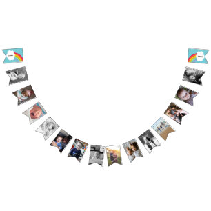 Bannière À Fanions Bébé bleu arc-en-ciel 1er anniversaire Photo