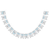 Bannière À Fanions Bébé Bleu, éléphant gris blanc Saupoudrée (Tout)