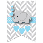 Bannière À Fanions Bébé Bleu, éléphant gris blanc Saupoudrée (Premier drapeau)