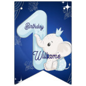 Bannière À Fanions Bébé éléphant mignon premier anniversaire (Deuxième drapeau)