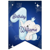 Bannière À Fanions Bébé éléphant mignon premier anniversaire (Premier drapeau)