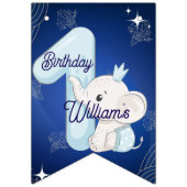 Bannière À Fanions Bébé éléphant mignon premier anniversaire (Troisième drapeau)
