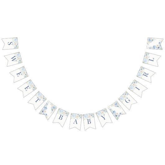 Bannière À Fanions Bébé Floral bleu en Fleur Baby shower Hydrangea (Tout)