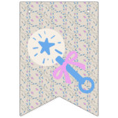 Bannière À Fanions Bébé Grace bleu et Baby shower rose rayé (Premier drapeau)