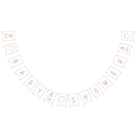 Bannière À Fanions Bébé mignonne fille et son Baby shower mobile (Tout)