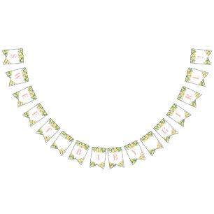 Bannière À Fanions Bébée douce Citrus rose Baby shower