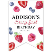 Bannière À Fanions Berry aux fraises sucrées Premier 1er anniversaire (Premier drapeau)