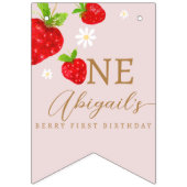 Bannière À Fanions Berry First 1st Strawberry Birthday Photo (Premier drapeau)