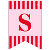 Bannière À Fanions Bientôt Mme Rétro Rayures Rouges et Roses (Deuxième drapeau)