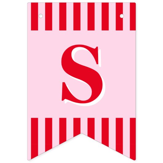 Bannière À Fanions Bientôt Mme Retro Red & Pink Stripes (Deuxième drapeau)