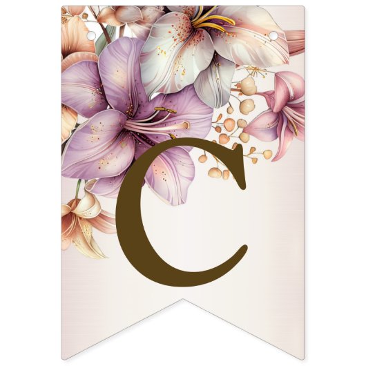 Bannière À Fanions Bienvenue Fleur rose Boho Elégante (Premier drapeau)