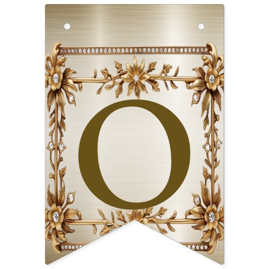 Bannière À Fanions Bienvenue Gold Ornate Rectangle Dimond Fleurs (Deuxième drapeau)