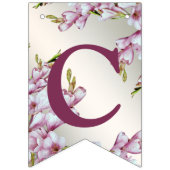 Bannière À Fanions Bienvenue Mariage Fleurs Blanches Rose Élégant (Premier drapeau)