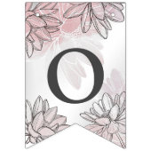 Bannière À Fanions Bienvenue Mariage Fleurs roses Argent Élégant (Deuxième drapeau)