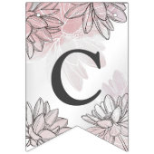 Bannière À Fanions Bienvenue Mariage Fleurs roses Argent Élégant (Premier drapeau)