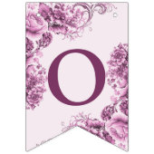 Bannière À Fanions Bienvenue Mariage Fleurs roses Élégant Moderne (Deuxième drapeau)