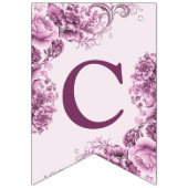 Bannière À Fanions Bienvenue Mariage Fleurs roses Élégant Moderne (Premier drapeau)