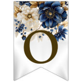 Bannière À Fanions Bienvenue Mariage Marine Bleu Blanc Or Floral (Deuxième drapeau)