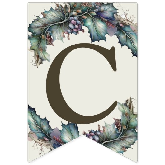 Bannière À Fanions Bienvenue Mariage Party Vert violet Feuilles Éléga (Premier drapeau)