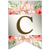 Bannière À Fanions Bienvenue Soirée Mariage Pêche Orange Floral Rusti (Premier drapeau)