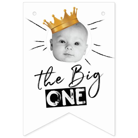 Bannière À Fanions Big One First Birthday Cute Photo (Premier drapeau)