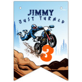 Bannière À Fanions Biker Kid Dirt Stunt Vélo Anniversaire (Troisième drapeau)