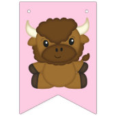 Bannière À Fanions Bison Buffalo fête d'anniversaire rose (Premier drapeau)