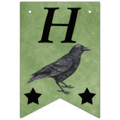 Bannière À Fanions Black Crow Black Stars on Grunge Green Birthday (Premier drapeau)