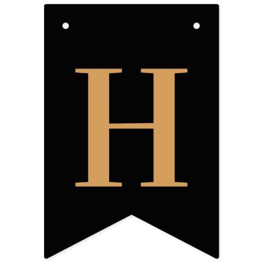 Bannière À Fanions Black et Gold Chic Joyeux anniversaire (Deuxième drapeau)